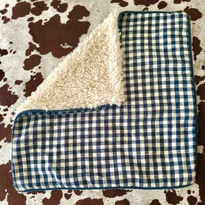 Pottery Barn Pillow Cover Blue Buffalo Plaid/Sherpa 18x18